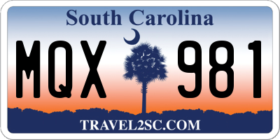 SC license plate MQX981