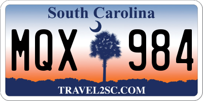 SC license plate MQX984