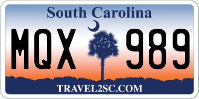 SC license plate MQX989