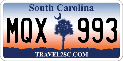 SC license plate MQX993