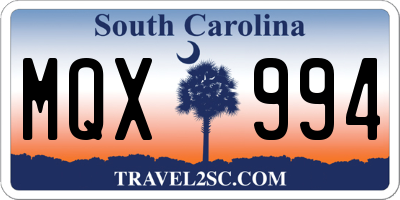 SC license plate MQX994