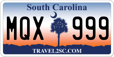 SC license plate MQX999