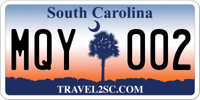 SC license plate MQY002