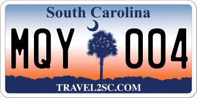SC license plate MQY004