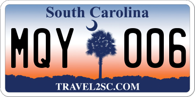 SC license plate MQY006