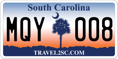 SC license plate MQY008