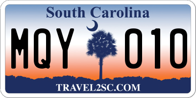 SC license plate MQY010