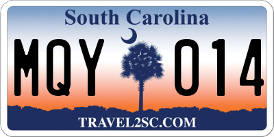 SC license plate MQY014
