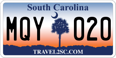 SC license plate MQY020