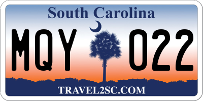 SC license plate MQY022