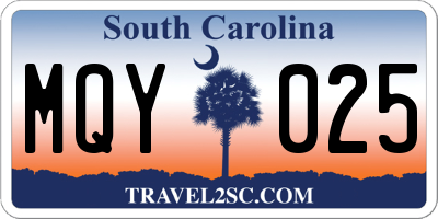SC license plate MQY025