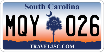 SC license plate MQY026