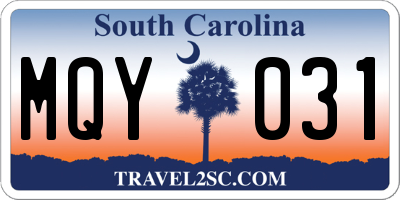 SC license plate MQY031