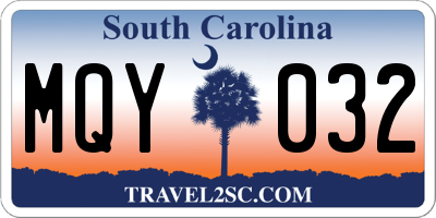 SC license plate MQY032