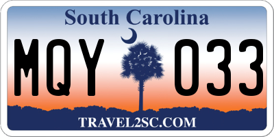 SC license plate MQY033