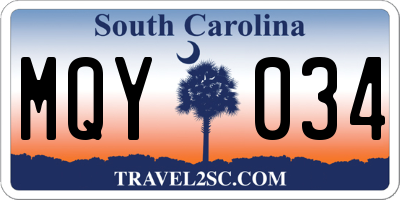 SC license plate MQY034
