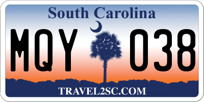 SC license plate MQY038