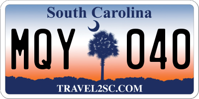 SC license plate MQY040