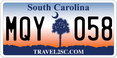 SC license plate MQY058