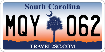 SC license plate MQY062