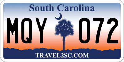 SC license plate MQY072