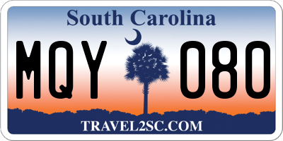 SC license plate MQY080