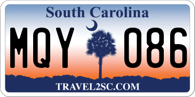 SC license plate MQY086