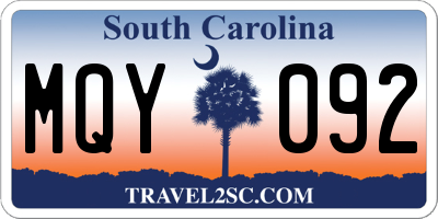 SC license plate MQY092