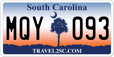 SC license plate MQY093