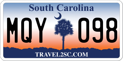 SC license plate MQY098