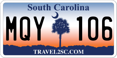 SC license plate MQY106