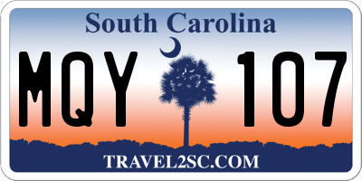 SC license plate MQY107