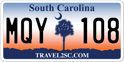 SC license plate MQY108
