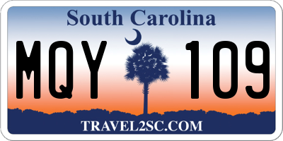 SC license plate MQY109