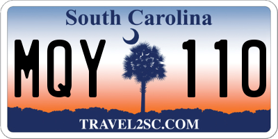 SC license plate MQY110