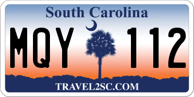 SC license plate MQY112