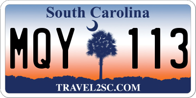 SC license plate MQY113