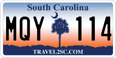 SC license plate MQY114