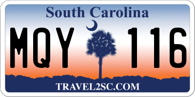 SC license plate MQY116
