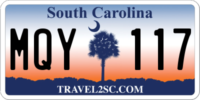 SC license plate MQY117