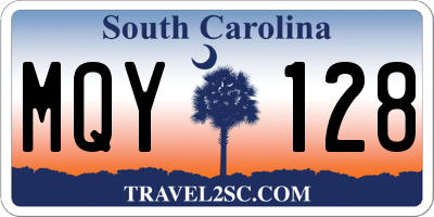 SC license plate MQY128