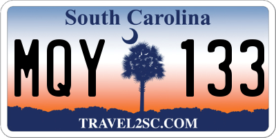 SC license plate MQY133