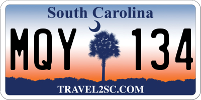 SC license plate MQY134