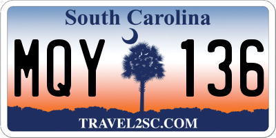 SC license plate MQY136