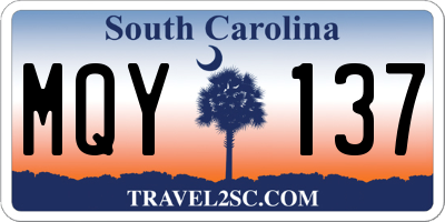 SC license plate MQY137