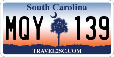 SC license plate MQY139