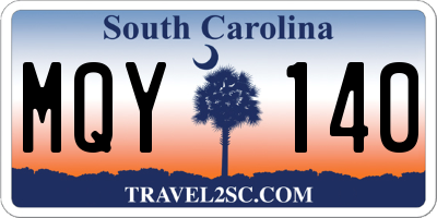 SC license plate MQY140