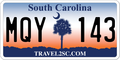 SC license plate MQY143