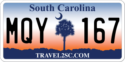 SC license plate MQY167