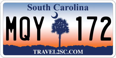 SC license plate MQY172